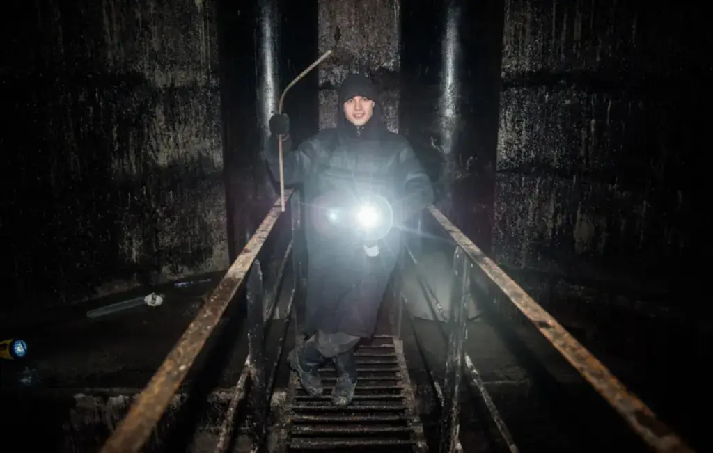 Skvortsov in the city sewer where he and the group Jagath made their first recordings and held concerts. Photo: Ivan Kozlov